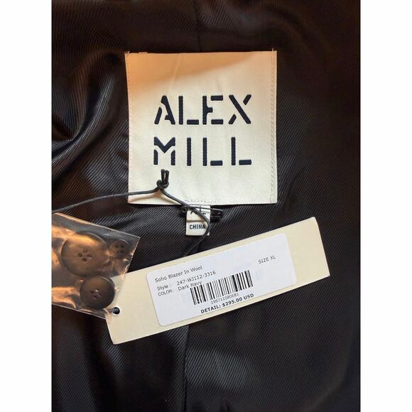 ALEX MILL Soho Blazer Wool Womens XL Dark Navy Blue NEW Wool Minimalist Career - Picture 7 of 11